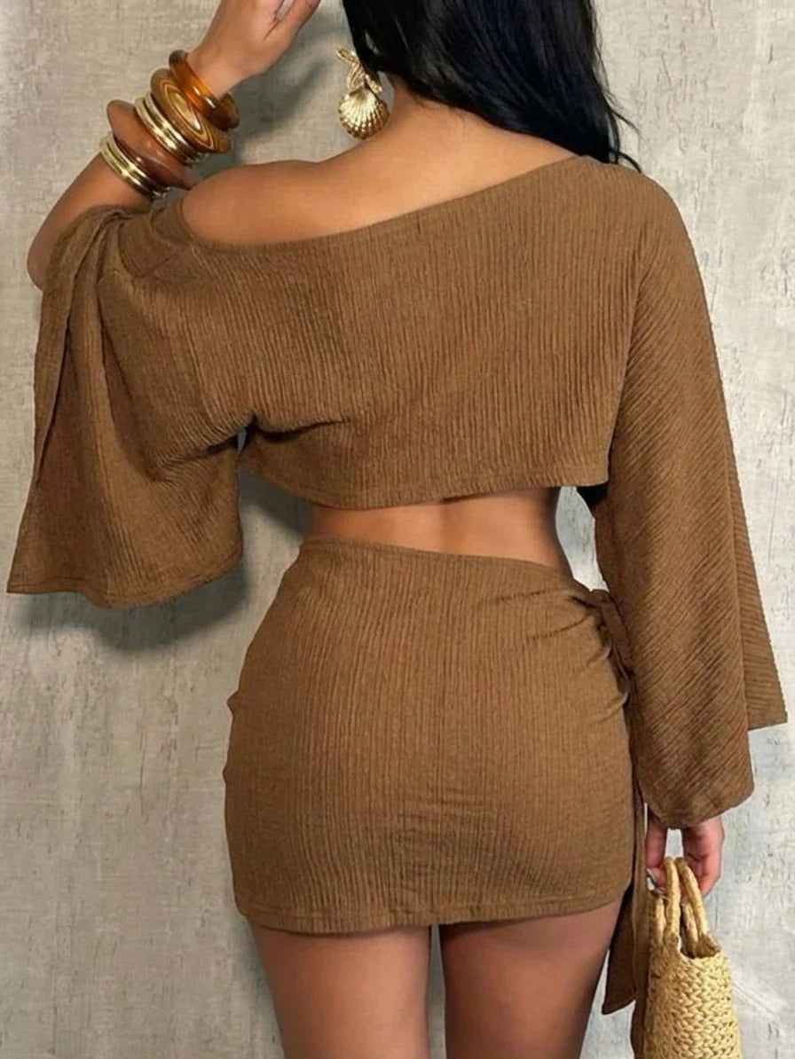 Chic Off-Shoulder Skirt Set
